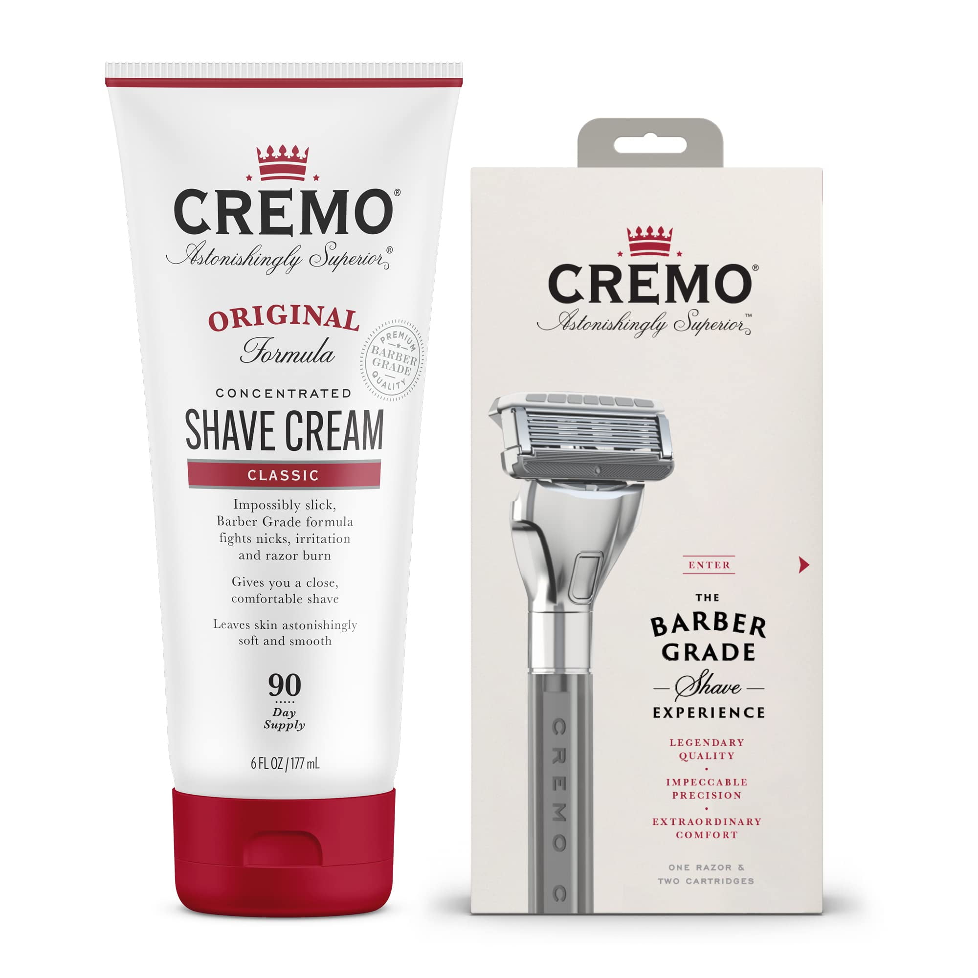 Cremo Barber Grade Original Shave Cream And Refillable Razor System