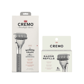 Cremo Barber Grade Razor & Durable Steel Razor Refill Cartridges Variety Pack