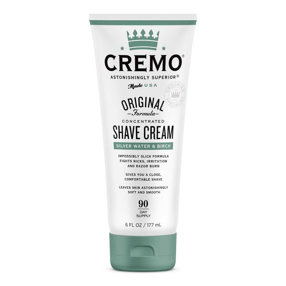 Cremo Barber Grade Silver Water & Birch Shave Cream, 12 Fl Oz (Pack of 2)