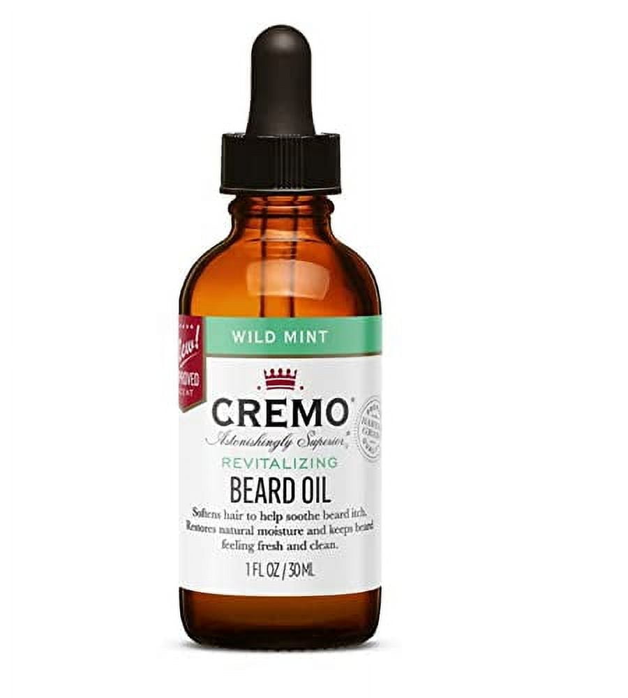 Cremo Beard Oil, Revitalizing Wild Mint, 1 fl oz - Restore Natural Moisture and Soften Your Beard To Help Relieve Beard Itch