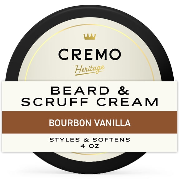 Cremo Beard & Scruff Cream, Bourbon Vanilla Scent, Moisturize & Condition Facial Hair, 4 oz