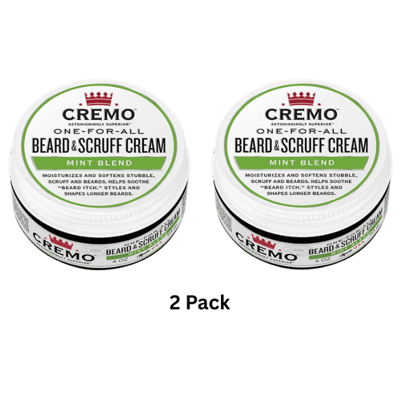 Cremo Beard & Scruff Cream, Mint Blend, 4 fl oz (Pack of 2)