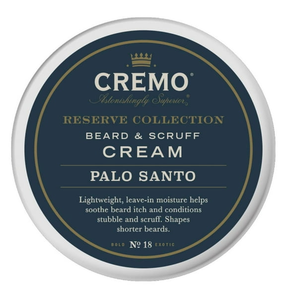 Cremo Beard & Scruff Cream, Palo Santo (Reserve Collection), 4 oz - Soothe Beard Itch, Condition and Offer Light-Hold Styling for Stubble and Scruff (Product Packaging May Vary)