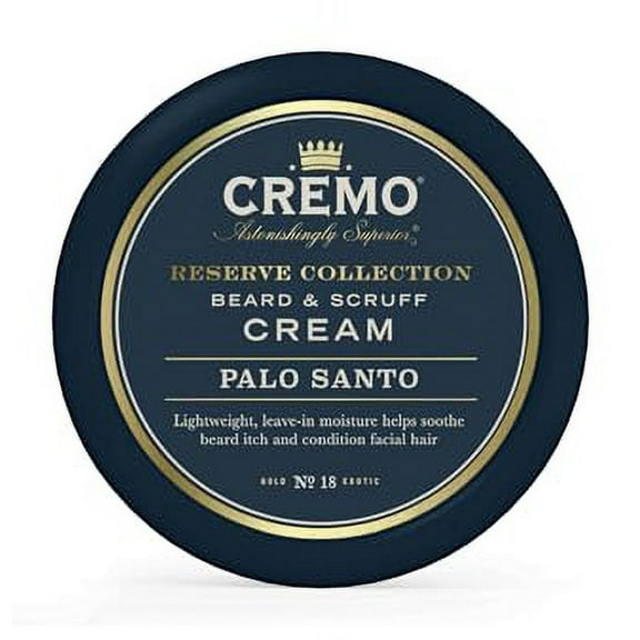 Cremo Beard & Scruff Cream, Palo Santo (Reserve Collection), 4 oz - Soothe Beard Itch, Condition and Offer Light-Hold Styling for Stubble and Scruff (Product Packaging May Vary)