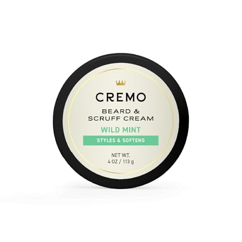 Cremo Beard & Scruff Cream, Wild Mint, 4 Ounce (Pack of 1) - Soothe Beard Itch, Condition and Offer Light-Hold Styling for Stubble and Scruff (Product Packaging May Vary)
