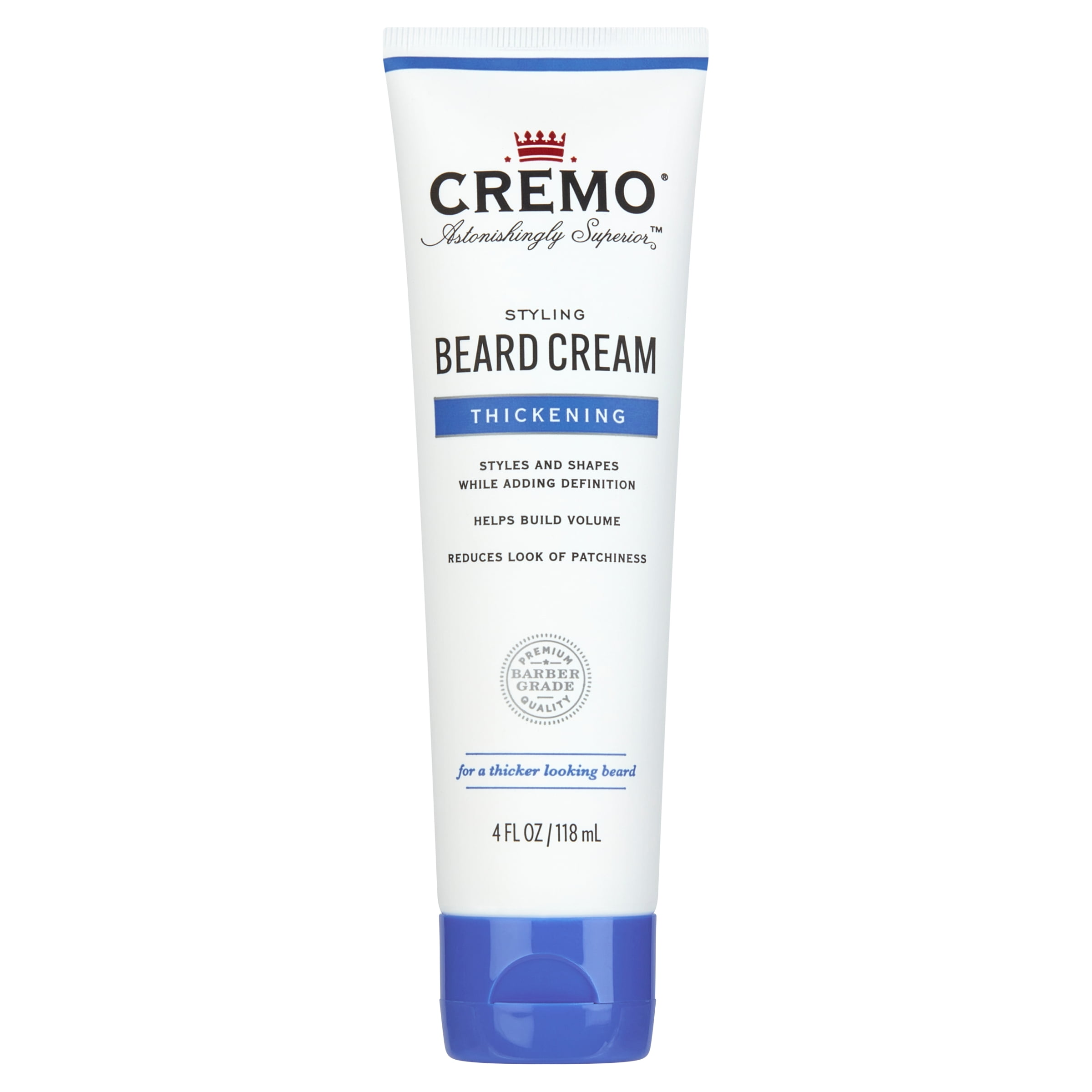 Cremo Beard Thickening Cream, Unscented, All Hair Types, 4 oz
