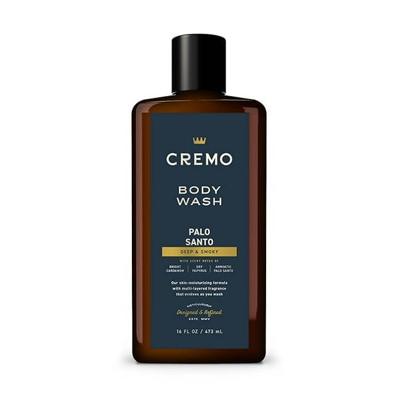 Cremo Body Wash Men, Notes of Bright Cardamom, Dry Papyrus and Aromatic Palo Santo, 16 Fl Oz Packaging May Vary
