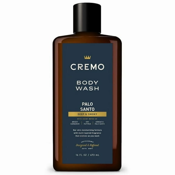 Cremo Men's Body Wash, Palo Santo – Scent Notes of Bright Cardamom, Dry Papyrus & Palo Santo, 16 FL OZ