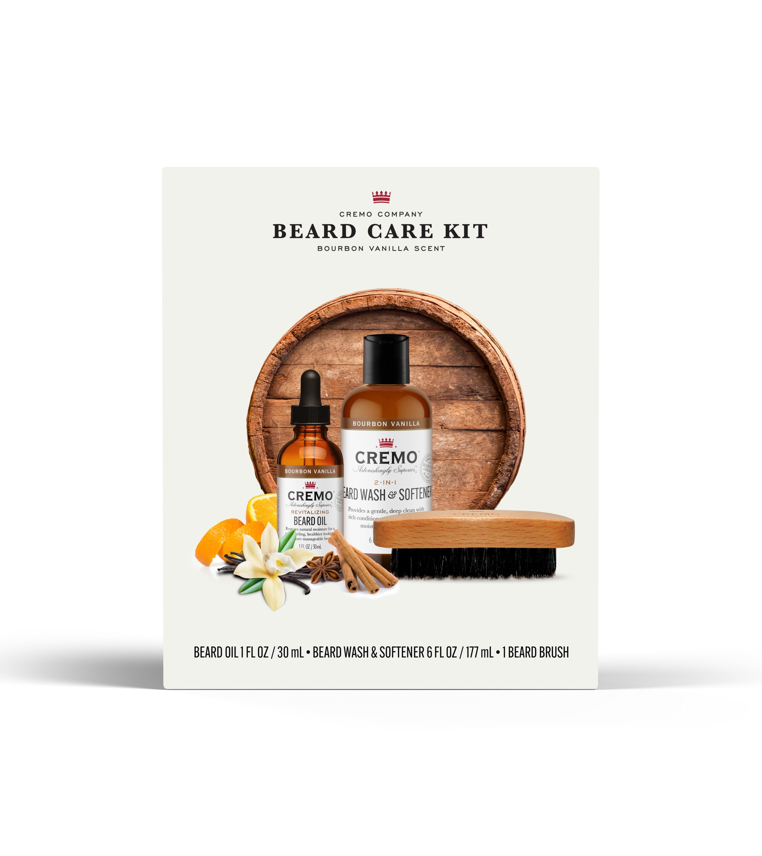 Cremo Bourbon Vanilla Beard Care Holiday Men's Gift Set, Includes Beard