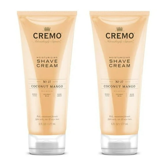 Cremo Coconut Mango Moisturizing Shave Cream, Astonishingly Superior Ultra-Slick Shaving Cream for Women Fights Nicks, Cuts and Razor Burn, 6 Oz (2-Pack)