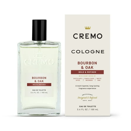 Cremo Spray Cologne for Men, Bourbon and Oak, 3.4 fl oz