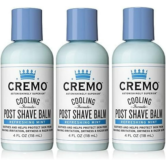 Cremo Cooling Post Shave Balm to Sooth, Cool and Protect Skin From Shaving Irritation, Dryness and Razor Burn, 4 Ounce (Pack of 3)