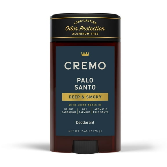 Cremo Palo Santo Aluminum Free Deodorant for Men, 48-hour Long Lasting Odor Protection, 2.65oz