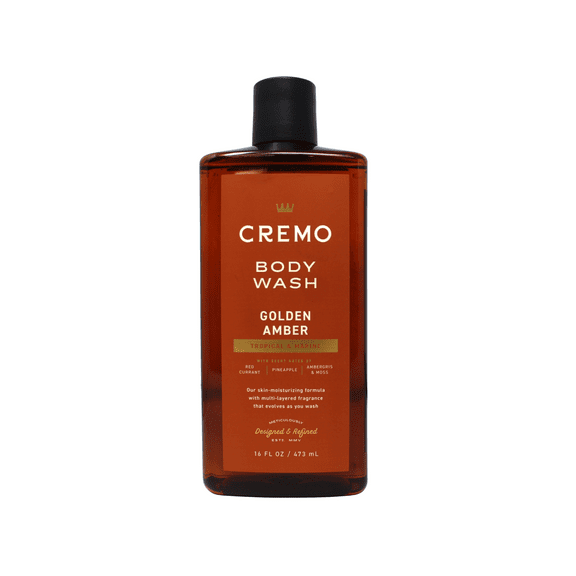 Cremo Golden Amber Body Wash for Men, Tropical & Marine with Scent Notes of Red Currant, Pineapple, Ambergris, and Moss, 16 FL OZ - 2 Pack