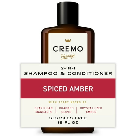 Cremo 2-In-1 Shampoo & Conditioner, Spiced Amber, 16 oz