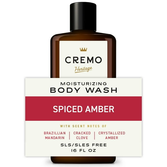 Cremo Heritage Red Men's Body Wash, Spiced Amber Scent, 16 fl oz