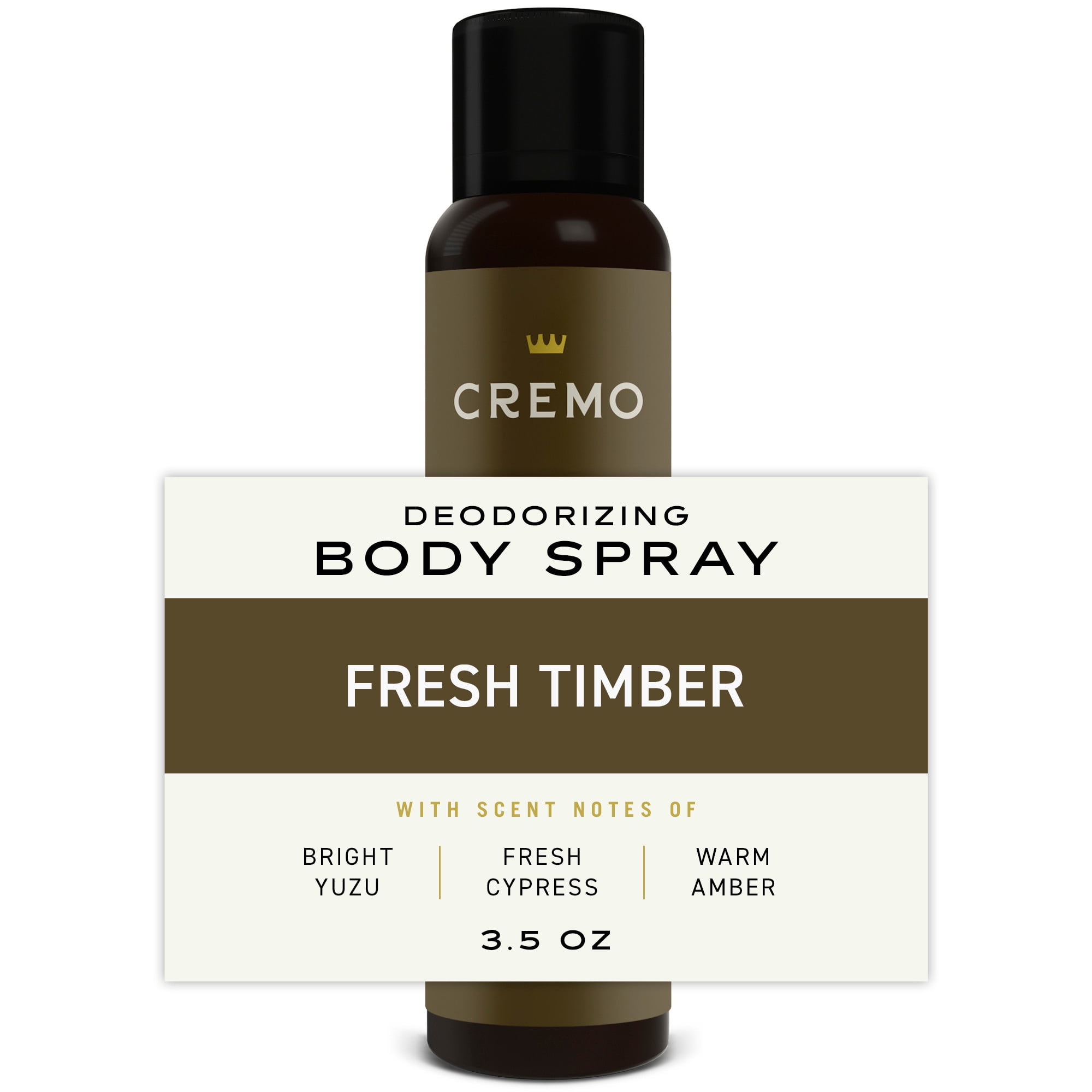 Cremo Body Spray Deodorant for Men, Fresh Timber Scent, 3.5 oz