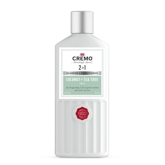 Cremo Moisturizing 2-in-1 Shampoo & Conditioner, Coconut Tea Tree Scent, 16 fl oz, All Skin Types