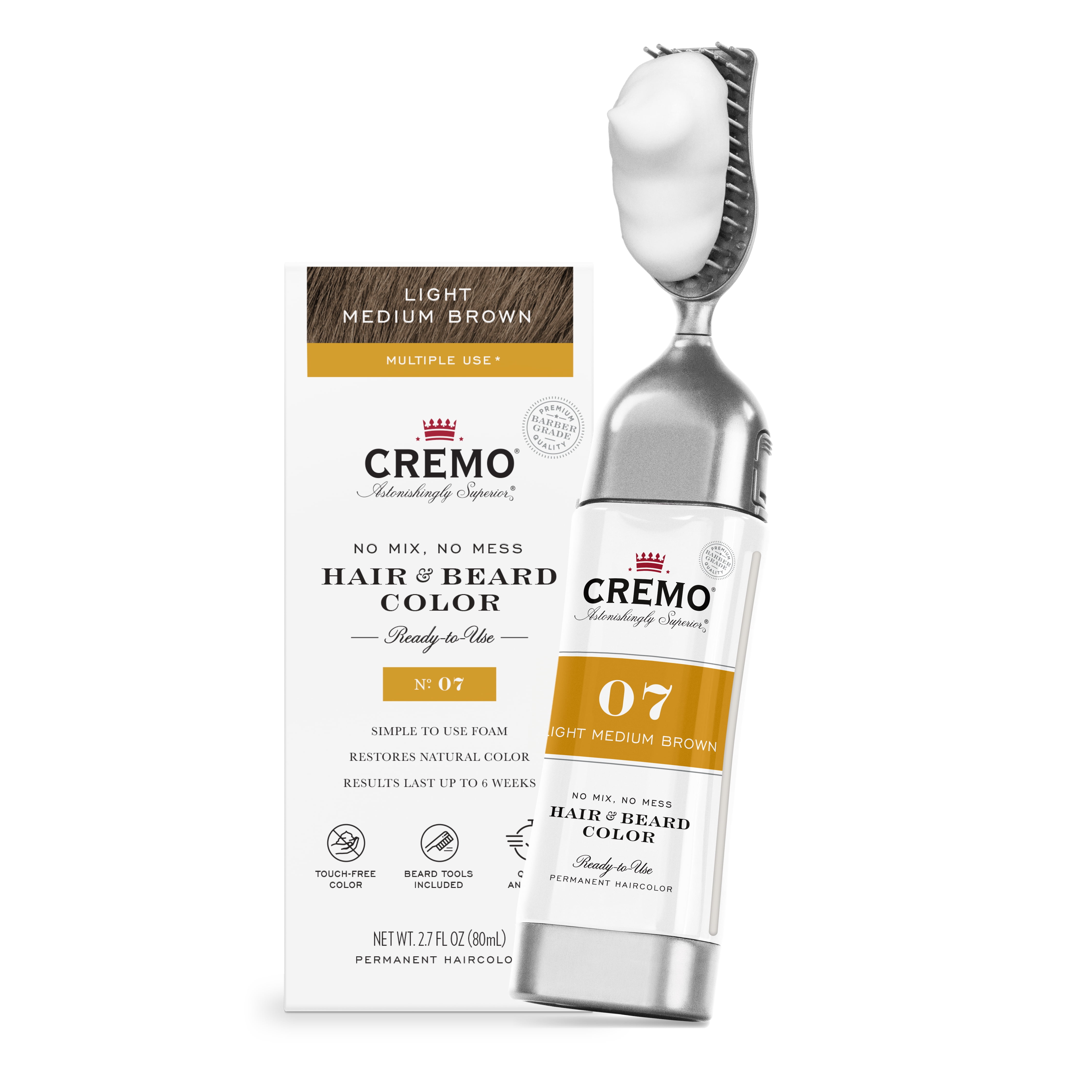 Cremo No Mess Hair and Beard Color, No. 07 Light Medium Brown