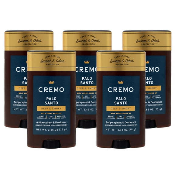 Cremo Palo Santo Antiperspirant & Deodorant for Men, 48-hour Sweat and Odor Protection, 2.65oz - 5 Pack