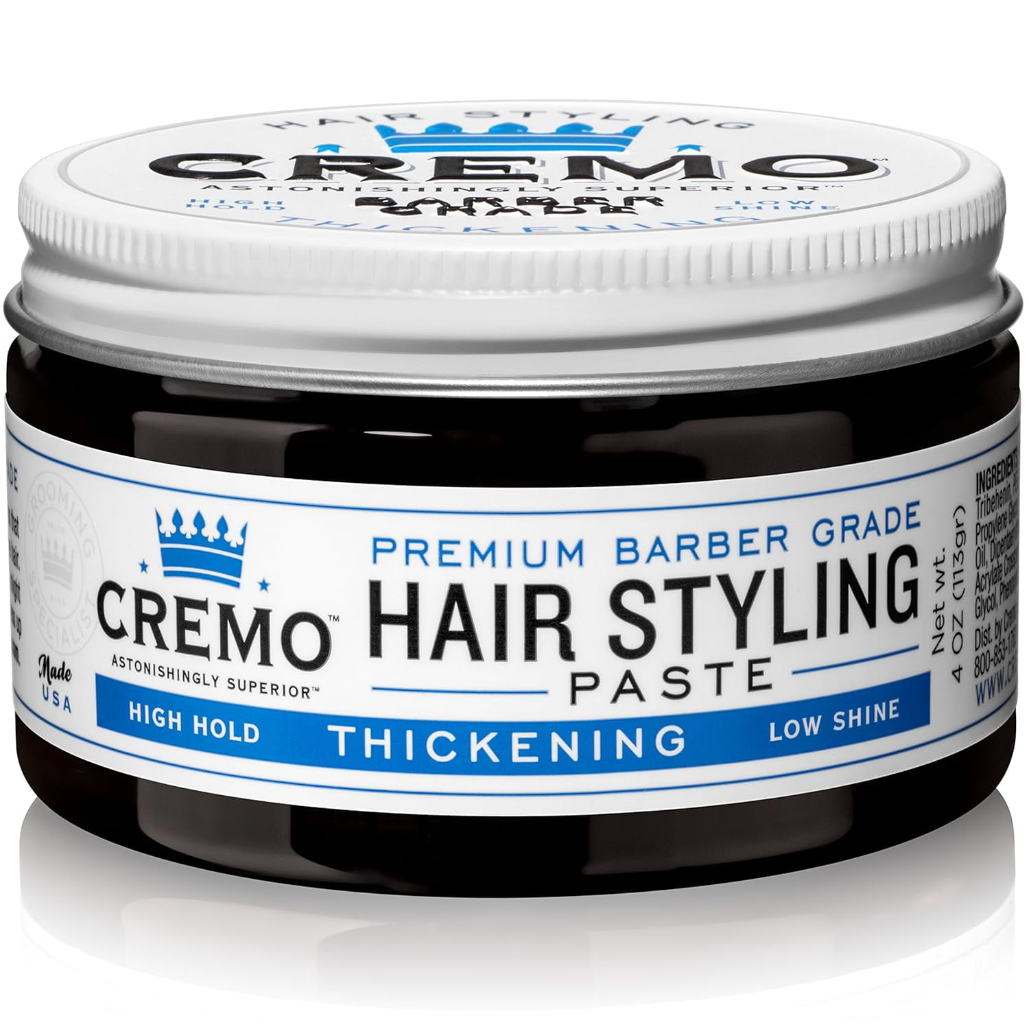 Cremo Premium Barber Grade Hair Styling Thickening Paste, High Hold ...