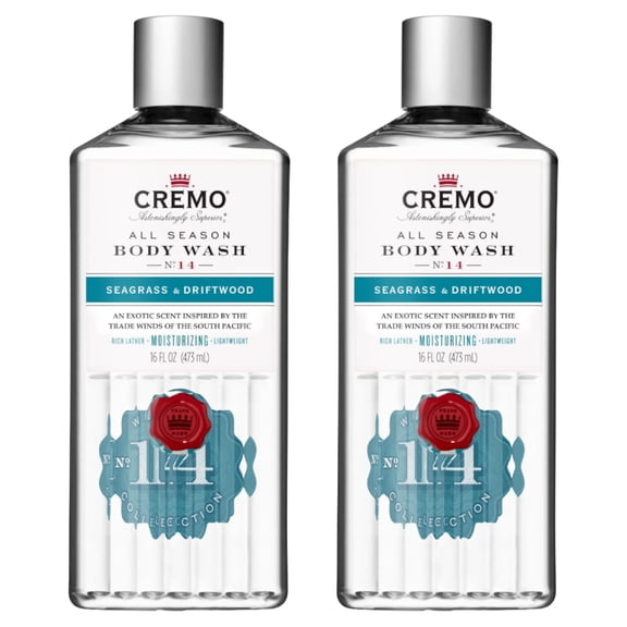 Cremo Rich-Lathering Blue Cedar & Cypress Body Wash, A Woodsy Scent with Notes of Lemon Peel, Cypress and Cedar, 16 Oz (2-Pack)