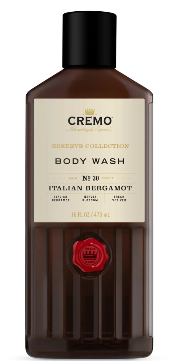Cremo Men's Italian Bergamot Shower Gel, RichLathering Body Wash with