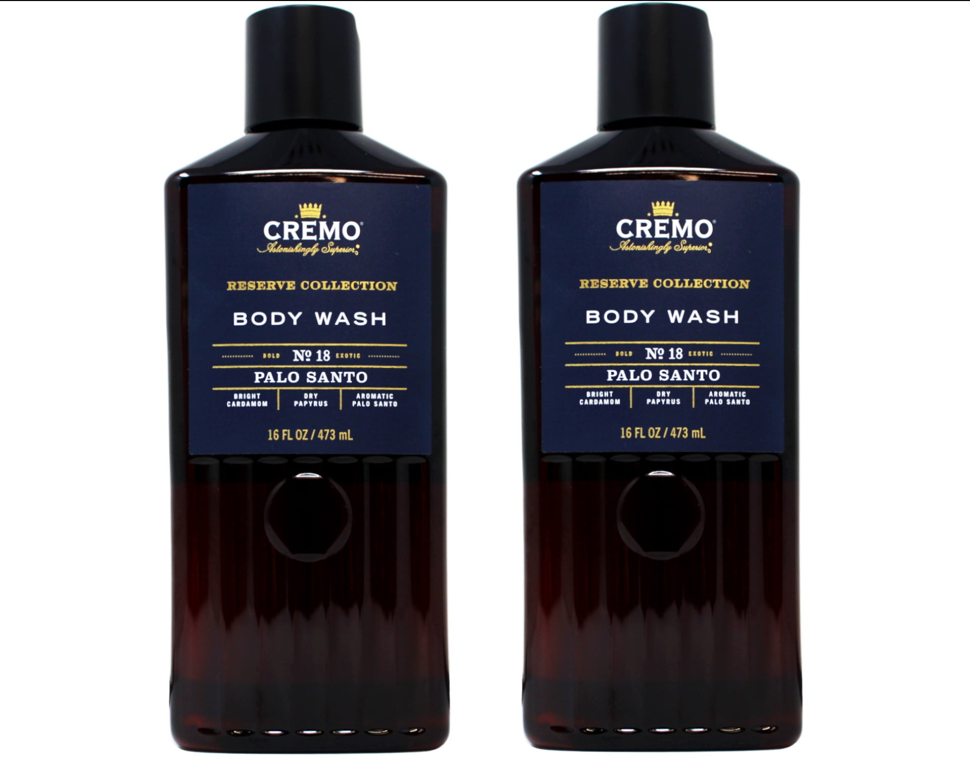 Cremo Men's Body Wash, Palo Santo – Scent Notes of Bright Cardamom, Dry Papyrus & Palo Santo, 16 FL OZ, - Pack of 2