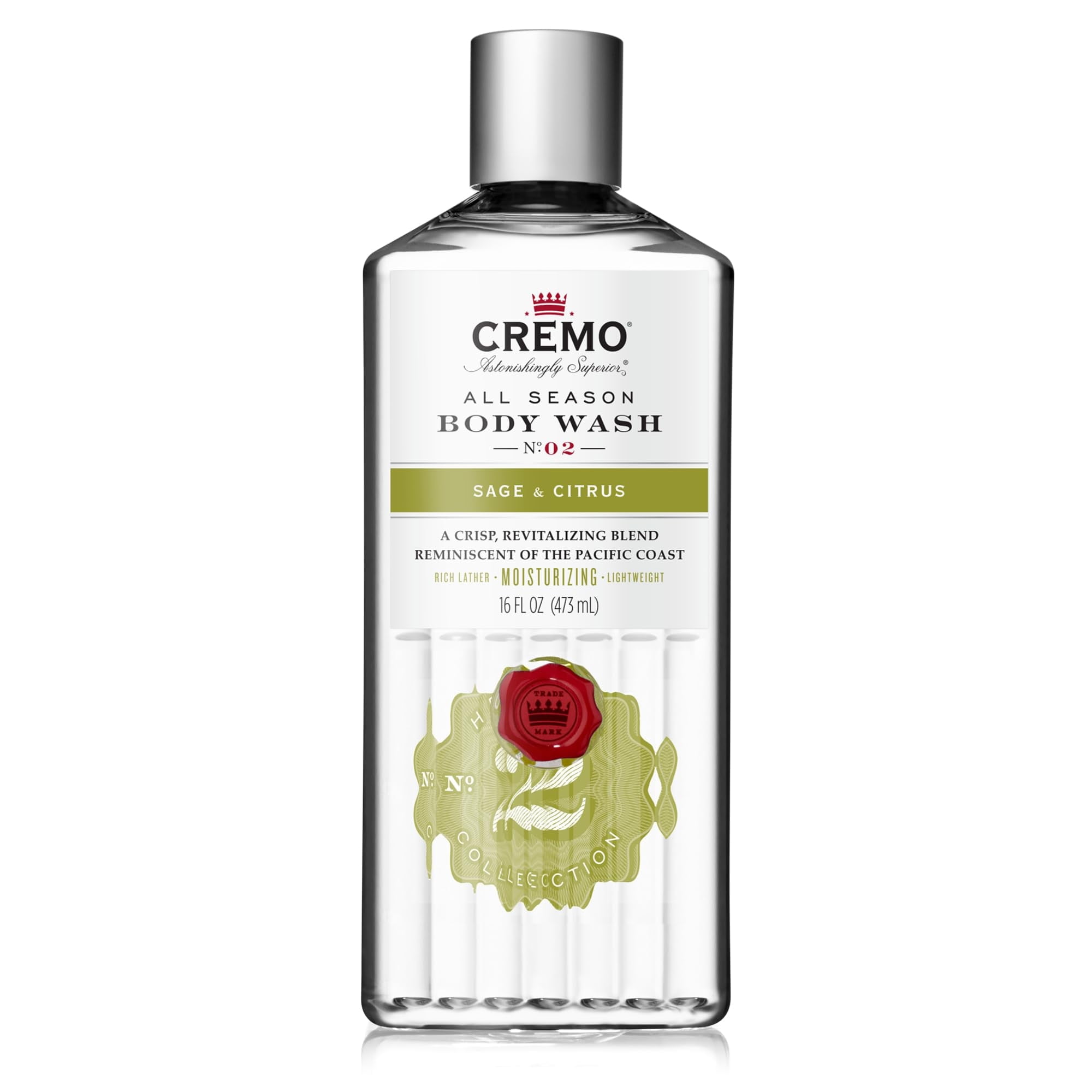 Cremo Rich-Lathering Sage & Citrus Body Wash for Men, A Revitalizing Combination of Bright Mandarin, Dry Herbs and White Cedar, 16 Fl Oz Cremo Rich-Lathering Sage & Citrus Body Wash for Men, A Revitalizing Combination of Bright Mandarin, Dry Herbs and White Cedar, 16 Fl Oz