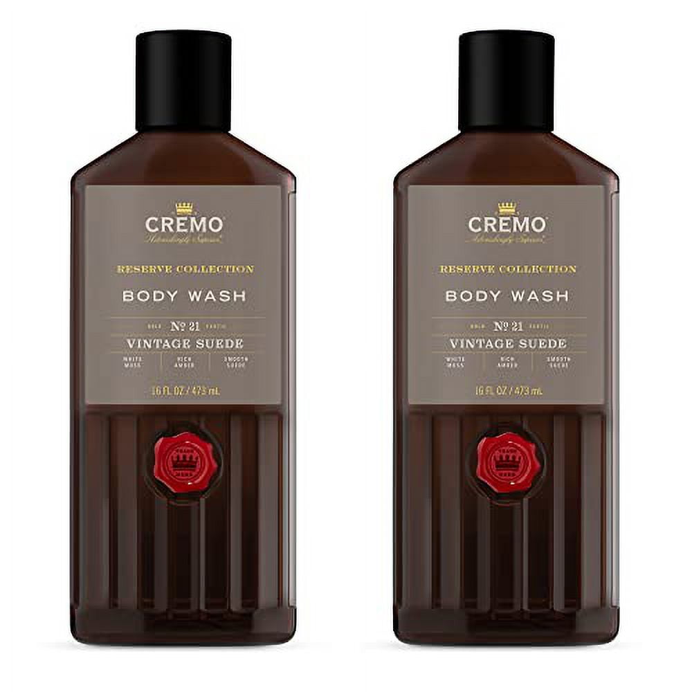 Cremo RichLathering Vintage Suede Body Wash, White Moss and Amber, 16 Fl Oz (2Pack)