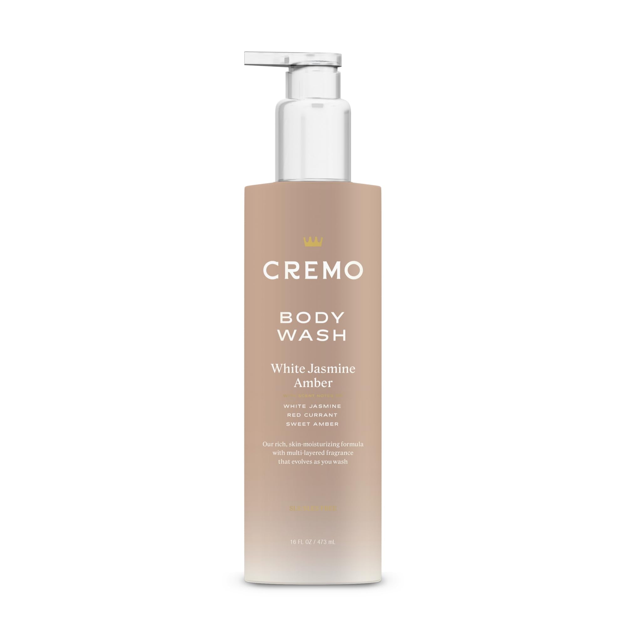 Cremo Skin Moisturizing White Jasmine Amber Women's Body Wash, Notes of White Jasmine, Red Currant, and Sweet Amber, 16 Fl Oz C51