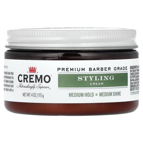Cremo Premium Barber Grade Hair Styling Cream, Styling, 4 oz (113 g)