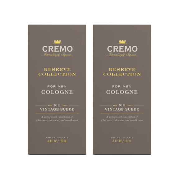 Cremo Vintage Suede Reserve Collection Spray Cologne, 3.4oz (Pack of 2)