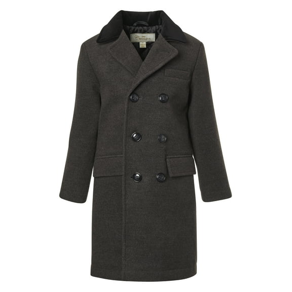Cremson Boy Wool Double Breasted John Dress Coat Jacket Hat - Charcoal (Size 6)