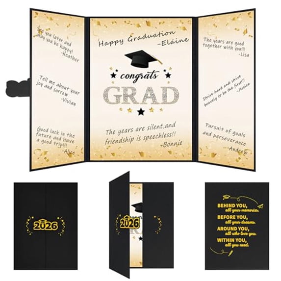 SeekLGT Graduation Guest Sign in Book Alternative Class of 2026 Black and Gold Congrats Grad Signature Board Keepsake for Graduation Party Decorations 16 in x 12 in 1 Pack