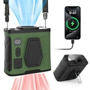 Crenova 10000mAh Rechargeable Clip-On Waist Fan - 30H Cooling, 5 Speeds, Wearable Hands-Free Fan & Power Bank for Outdoor/Indoor Use (Green)