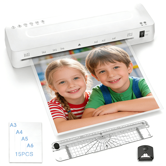 Crenova 13-Inch 3-in-1 Laminator Machine with Laminating Sheets, Trimmer & Corner Rounder, White, for Home Office, Holiday Gift