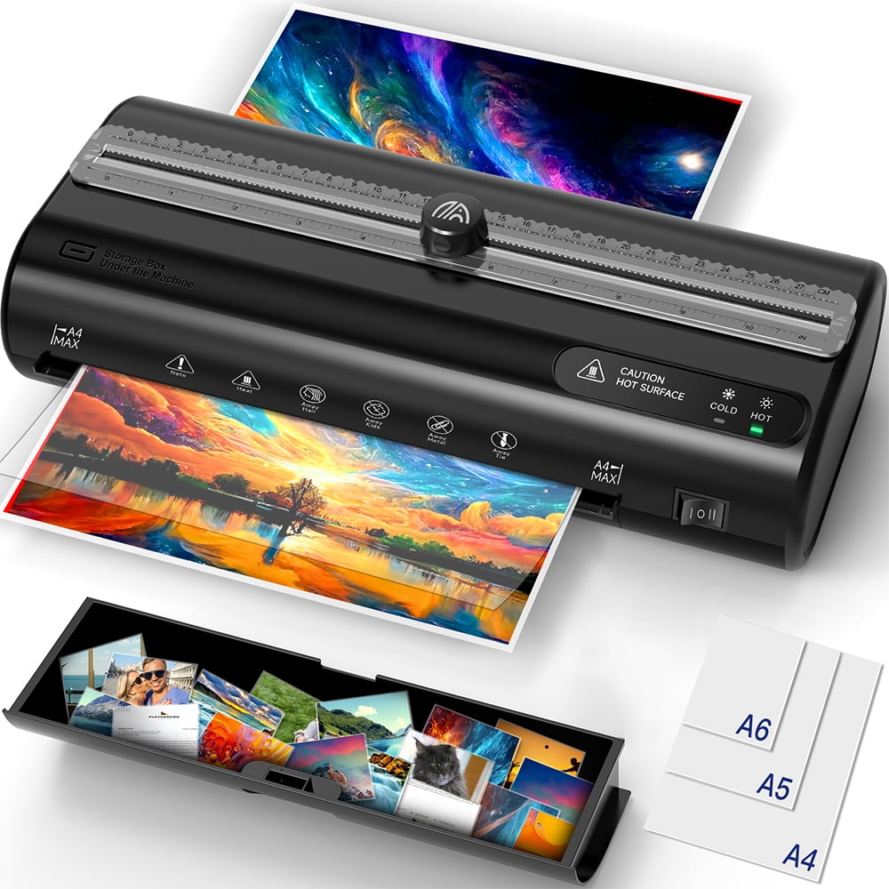 Crenova 9 Inch Wide Format Thermal Laminator, A4 Laminator, Hot/Cold Laminator, Quick Preheat Jam Free Laminator with Laminating Sheets Storage Box, Home Office School Use