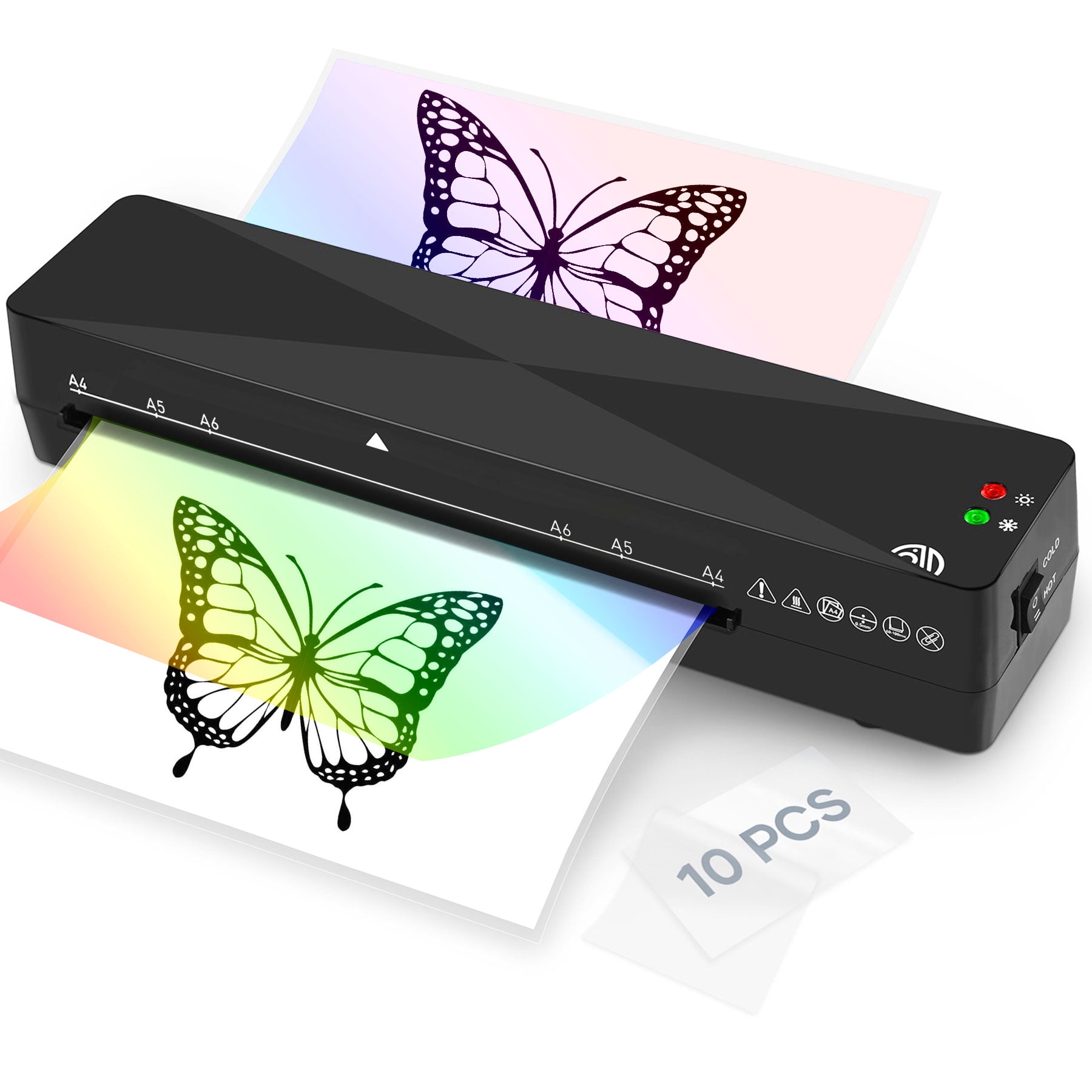 Crenova A4 Laminator Machine, Hot & Cold Mode, 9 inch Thermal Laminator with Laminating Sheets, Never Jam for Office Home, Black