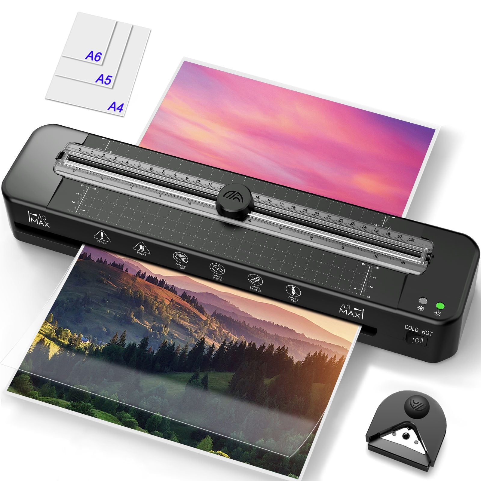 Crenova Laminator, 13 inch Wide Lamination Machine, Cold Hot Laminating Machine, Fast Warm-Up, ABS Jam-Free Laminator Machine with 20 Laminating Sheets for School Office Use, Black
