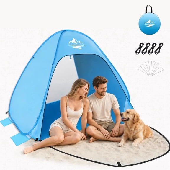 Crenova Pop Up Beach Tent for 1-2 People, Portable Sun Shelter with UV 50+ Protection, Mesh Window, Stakes and Wind Ropes