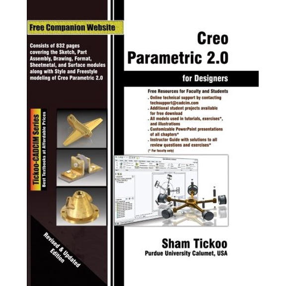 Pre-Owned Creo Parametric 2.0 for Designers (Paperback) by Cadcim Technologies, Prof Sham Tickoo Purdue Univ