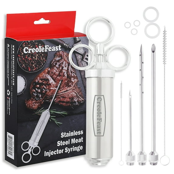 Creole Feast IS1001 Stainless Steel Meat Injector Syringe Kit