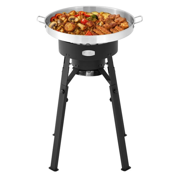 Creole Feast PFD200 Portable Gas Cooker with Stainless Steel Wok and Cast Iron Burner,54,000 BTU, Height Adjustable Legs, Ideal for Outdoor Cooking