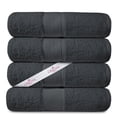 thumbnail image 1 of Creosa Cotton Bath-Towels-Set Dark Grey, 100% Ring Spun Combed-Cotton 4pc Bathroom Towels 27x54 Inch, Highly Absorbent Soft Feel, Daily Use Dark Grey Towels with Hanging Loop, 1 of 6