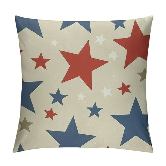 Creowell 4th of July Pillow Covers, Memorial Day Patriotic Outdoor Decorative Throw Pillows for Couch, Blue Red White Star Decor Cushion Cover American Flag Pillowcase for Bed Car Safa
