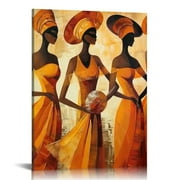 Creowell Abstract African American Wall Art for Living Room Black Art Pictures Black Women Wall Decor African Tribe Painting Artwrok for Bedroom Home Decor,Framed 16x20 in/12x16 in
