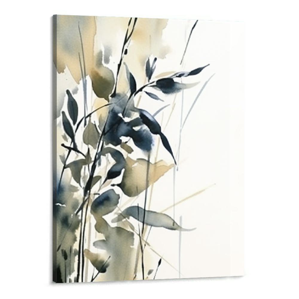 Creowell Abstract Botanical Painting Blue Leaves Natura Art Print ...