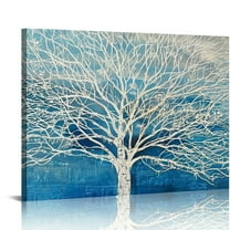 Creowell  Abstract Landscape Canvas Art  3D Tree Paintings with Gold Foil for Wall Decor Modern Artwork Pictures Living Room Bedroom Decoration 20x16 in/16x12 in
