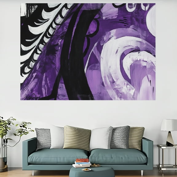 Creowell Abstract Purple Black Wall Tapestry Art for Home Decor 60x40in